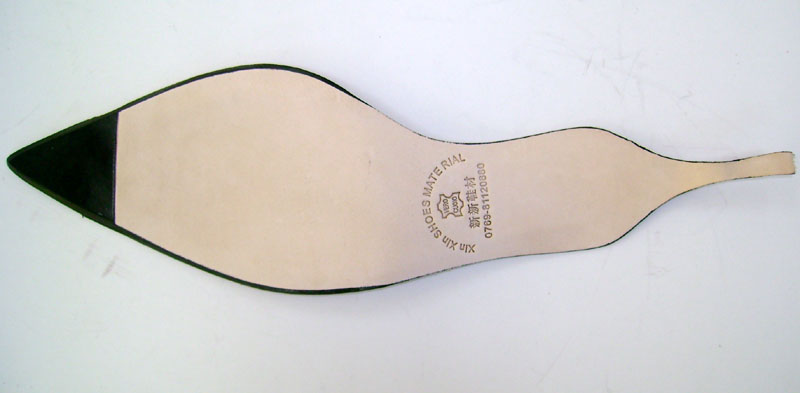 Natural colored leather sole with the toe part connected