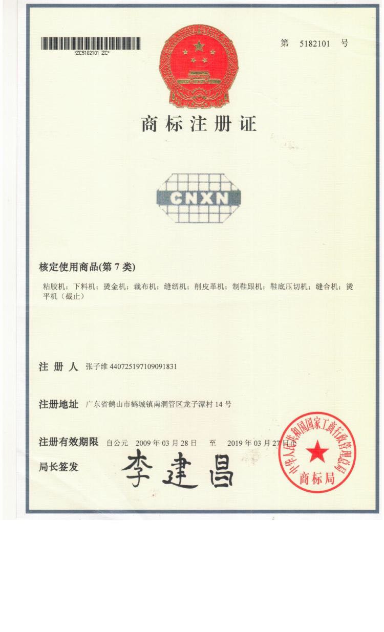 Registration of trademark