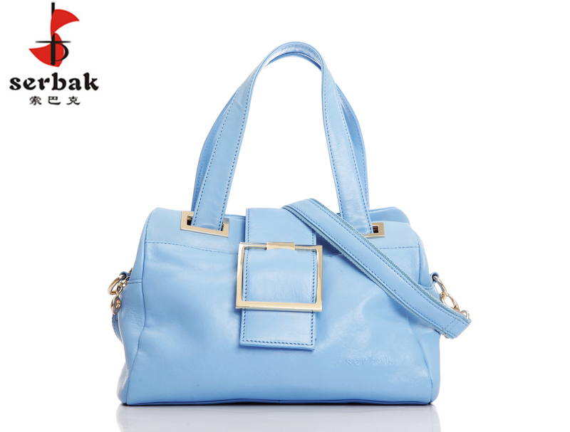 8201	serbak woman’s sky blue messenger bag/handbag, soft leather casual bag 