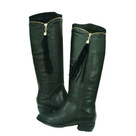 Serbak hot sale woman’s tassels knee-high boots, sexy fashion low chunky heels casual boots