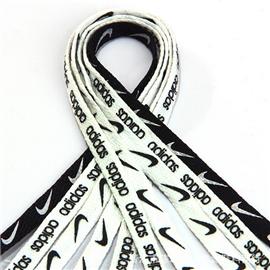 批发带、绳、线 黑白印花扁形懒人鞋带 可按要求定制