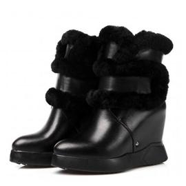 冬季新款真皮女鞋欧美内增高加绒女短靴圆头保暖雪地靴