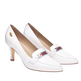 伯昇凤牌|BSF-19666|黄金logo|高跟女单鞋尖头女鞋|白色女鞋