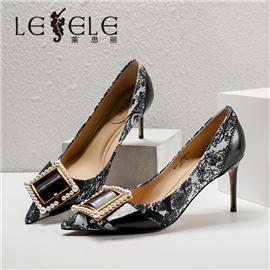 LESELE|莱思丽2022春季新款优雅复古英伦牛皮橡胶底时装鞋LA7555
