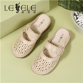 LESELE|Soft bottom comfortable leather cutout half slipper | lb59465