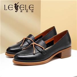 LESELE|Commuter thick middle heel women's single shoes soft leather shoes | la6570