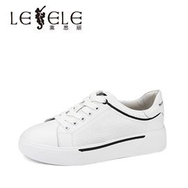 Lesele women's casual shoes with low heel cowhide lace up