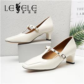 LESELE|莱思丽2022春季新款时尚丁字粗跟通勤高跟单鞋 LA3648