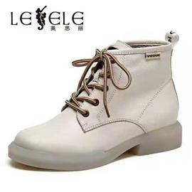 LESELE|莱思丽真皮女单靴马丁靴冬新款百搭明星款系带英伦风短靴女LD6432图片