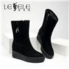 LESELE|莱思丽冬新款时尚磨砂牛皮低跟休闲短靴LD7891图片
