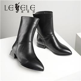 LESELE|萊思麗冬新款時尚秋冬牛皮橡膠大底短靴LD7544