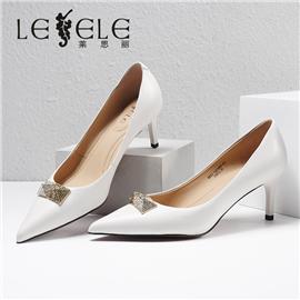 LESELE|莱思丽2021春季新款优雅时尚百搭胎牛皮橡胶底高跟鞋LA7066