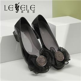 LESELE|Thick heel Fashion Square bow drill shallow single shoe | la5798