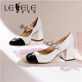 LESELE|莱思丽2022秋季新款时尚拼色粗跟玛丽珍鞋LC3038