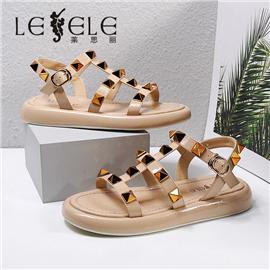 LESELE|萊思麗2022夏季新款時尚羊皮鉚釘羅馬鞋 LB7768