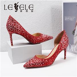 LESELE|莱思丽2021春季新款优雅复古真丝布时尚高跟鞋LA6177