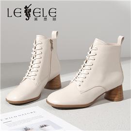 LESELE| 莱思丽新款 英伦风粗跟系带 踝靴方头高跟 LD5737