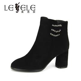 LESELE|suede boots with round head and thick heels LD5219 