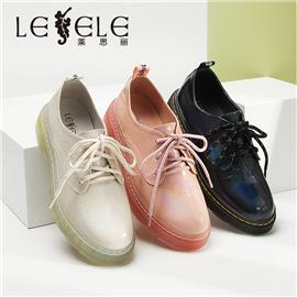 LESELE|Medium and coarse heel academic lace up single shoe | la6473