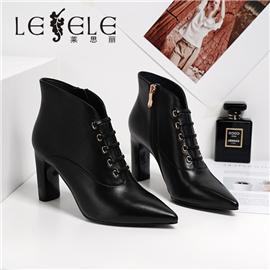 LESELE|莱思丽冬季新款尖头高跟真皮拉链踝靴 LD7989