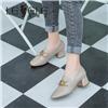 LESELE|High heels, square toe, retro soft leather single shoes la595