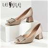 LESELE|Shallow square buckle small fragrant work shoes female | la6442