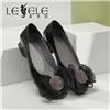 LESELE|Thick heel Fashion Square bow drill shallow single shoe | la5798