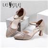 LESELE|萊思麗2022夏季新款真皮包頭水鑽金屬飾扣時尚女涼鞋 LE5748