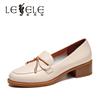 LESELE|Commuter thick middle heel women's single shoes soft leather shoes | la6570
