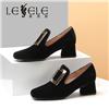 LESELE|Leather all-around deep mouth leather shoes women's high heel women's shoes la6079