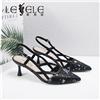 LESELE|萊思麗2022夏季新款時尚尖頭環邊镂空高跟女涼鞋 LB6715