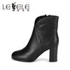 LESELE|LESELE Winter new black cowhide and fleece boots