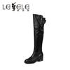 LESELE|Round-headed, square-heeled, thigh-high boots, LD9513