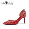 LESELE|莱思丽2022春季新款优雅复古真丝布时尚高跟鞋LA6177