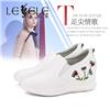 Lesele cow leather round head comfortable high heel women's shoes