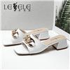 LESELE|萊思麗2022夏季新款時尚金屬配飾真皮女涼鞋 LB7087