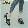 LESELE|High heels, square toe, retro soft leather single shoes la595