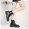 LESELE|萊思麗冬季新款百搭英倫風系帶粗高跟短靴 LD7608