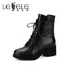 LESELE|LESELE Simple lace-up leather boots for women