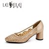LESELE|Round head thick heel professional commuter shoes high heel single shoes