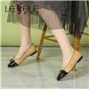 Commuter shoes leather round head single shoes women's flat heel | la7262