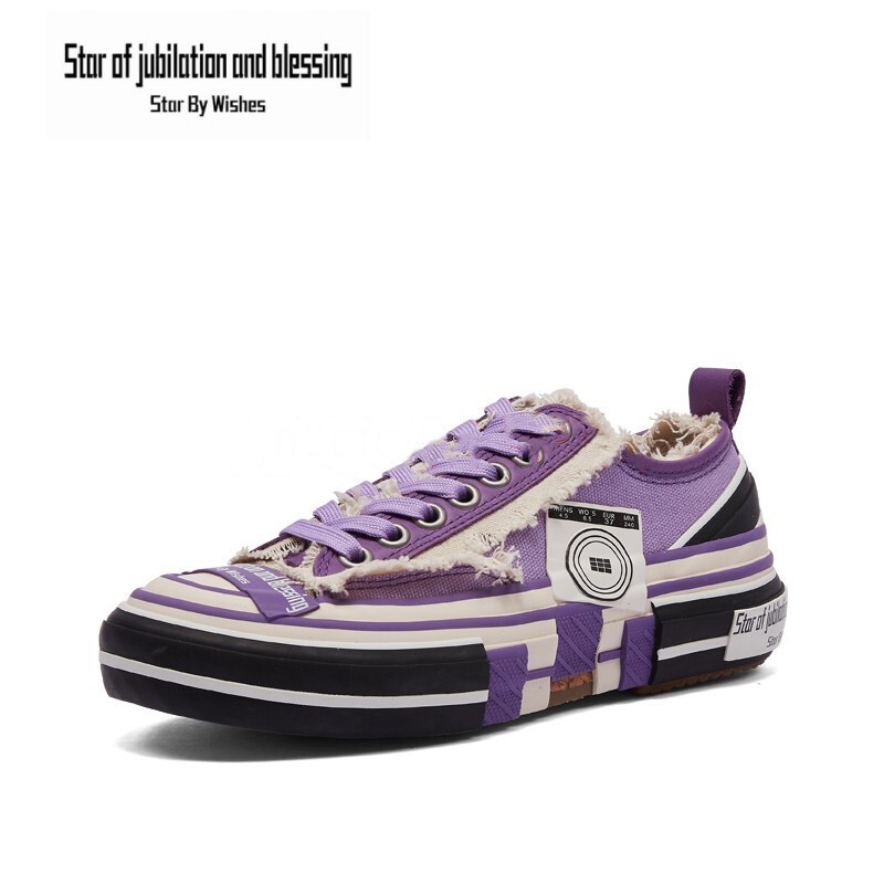 Star by wish low top fashion small white shoes couple shoes light purple