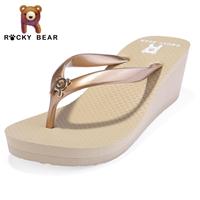 ROCKY BEAR/洛克熊夏天凉拖鞋女厚底坡跟可爱人字拖女夏防滑百搭 W14图片