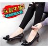 2016早春新款高跟鞋女真皮细跟尖头蝴蝶结单鞋内外全皮女鞋工作鞋图片