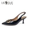 LESELE|莱思丽2022夏季新款真皮金属字母潮流高跟女凉鞋 LB6919图片