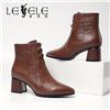 LESELE|莱思丽冬新款格子牛皮耐磨底女款靴LD7725图片